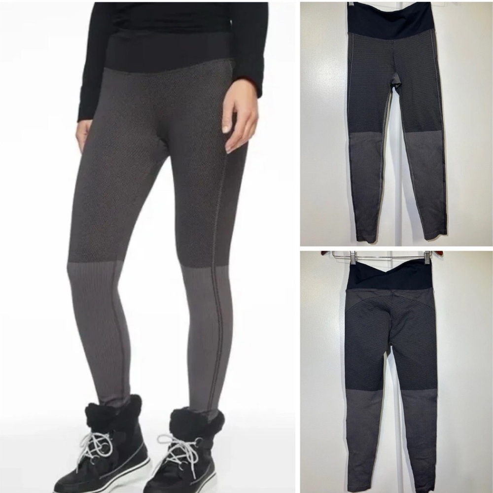 Athleta Flurry Colorblock Base Layer  Seamless Leggings Gray Size Small